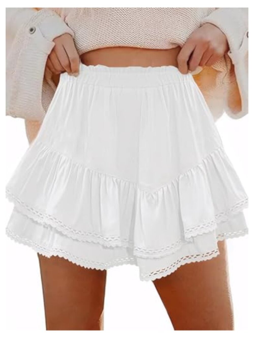 Skorts for Women Flowy Ruffle Tiered Mini Skirt with Shorts